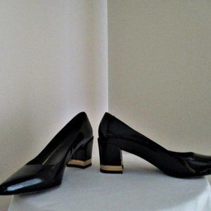 STUART WEITZMAN Womens Shoes Black Patent Squared Heel Pumps 8.5 M.